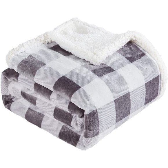 Other - New Sherpa Grey, Red or Black Buffalo Plaid Christmas Throw Blanket, Fuzzy Fluff